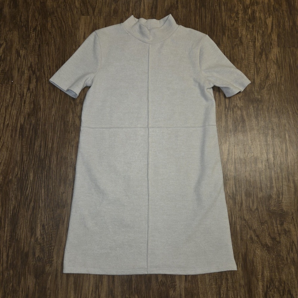 Zara Reverse Seam Sweater Mini Dress Women M Cream Minimalist Clean Girl Scandi